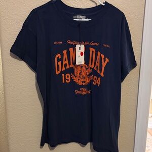 Game Day Graphic Tee - Navy with Orange Print